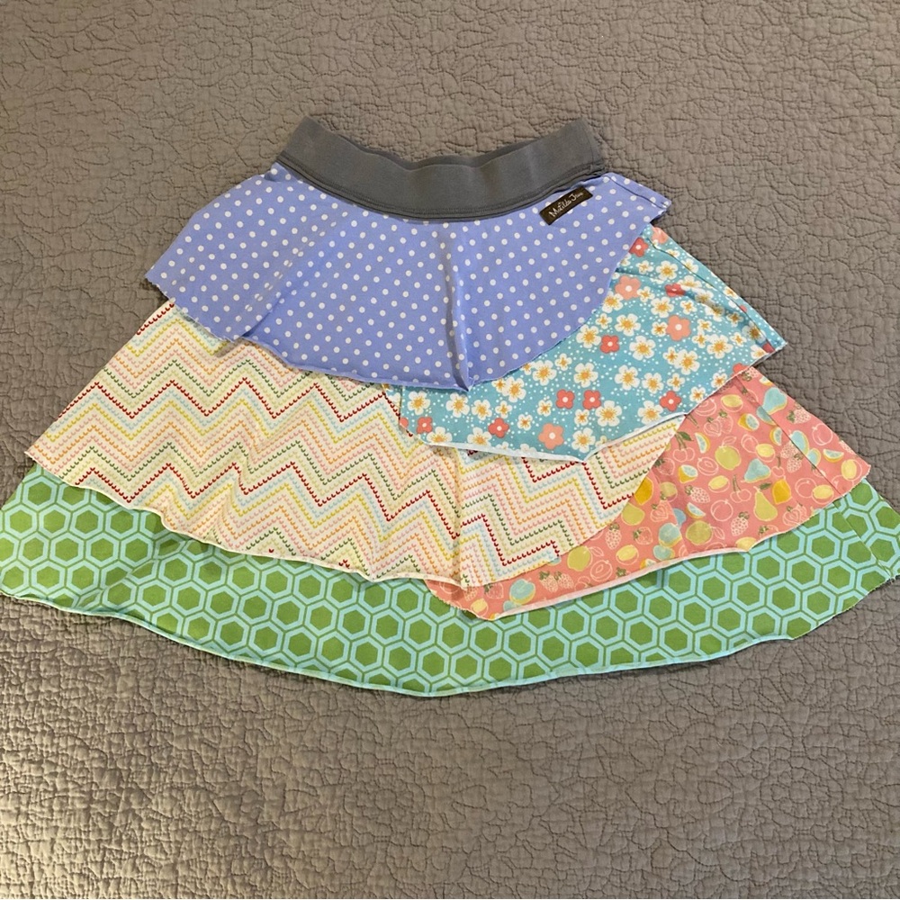Matilda Jane Asym layers Skirt Mixed Patterns Girls size 8 Wonderful Parade